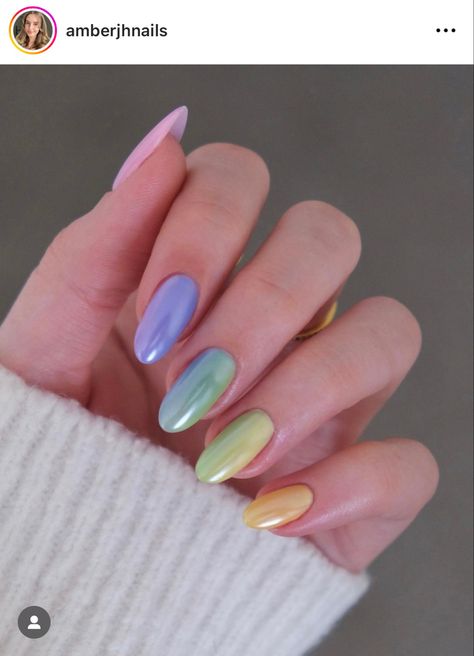 Ombre Chrome Nails, Spring Rainbow, Milky Nails, Chrome Nail Art, Chrome Nails Designs, Metallic Nails, Trendy Nail Art, Spring Nail Art, Rainbow Nails