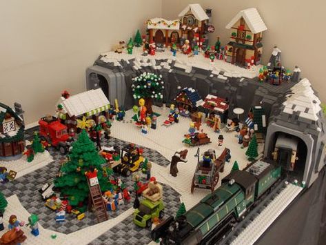 Ideas for setting up the LEGO Winter Village Lego City Display, Holiday Village Display, Miniature Town, Lego Hobby, Christmas Lego, Lego Christmas Village, Lego Winter Village, Lego Village, Lego Winter