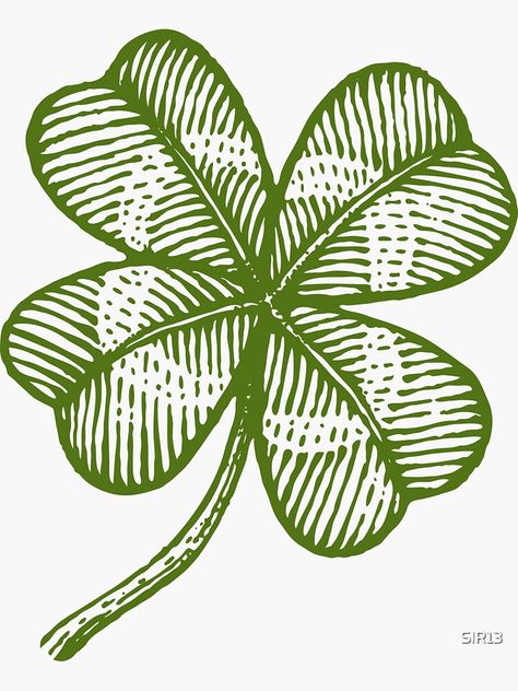 Clover Sticker, Four Leaves Clover, Cousin Tattoos, Lucky Ducky, Clover Logo, Clover Tattoos, Dorm Posters, Celtic Style, Best Tattoo Designs