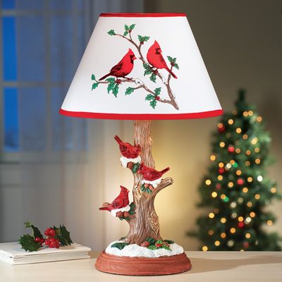 Cardinal Table Lamp Christmas Decoration Cardinal Christmas Decor, Cardinal Decor, Novelty Lamps, Red Cardinals, Victorian Lamps, Christmas Lamp, Traditional Colonial, Christmas Lighting, Collections Etc