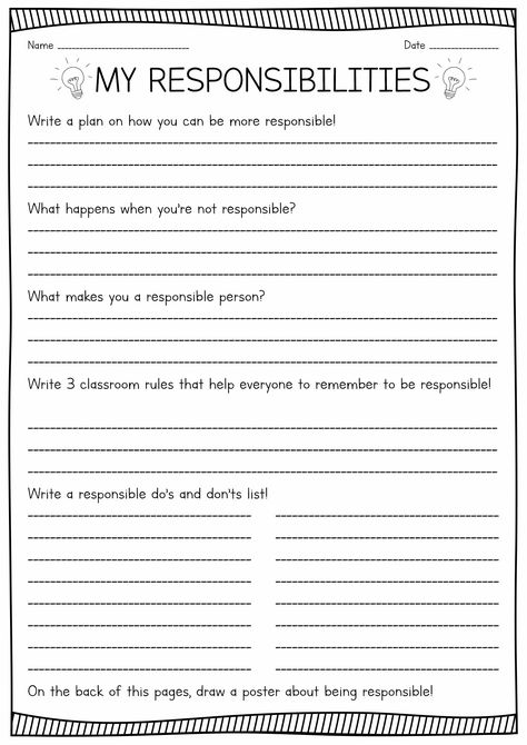 Responsibility Worksheet, Accountability Worksheets, Discipline Routine, Life Skills Worksheets, Goal Planning Worksheet, Family Meetings, Couples Therapy Worksheets, Teaching Responsibility, Being Responsible