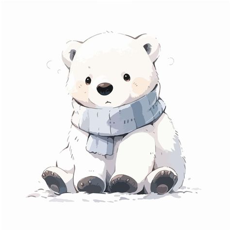 Cartoon Polar Bear, Polar Bear Cartoon, Polar Bear Illustration, Polar Bear Art, Snow Bear, Cute Polar Bear, Art Apps, Bear Illustration, Winter Animals