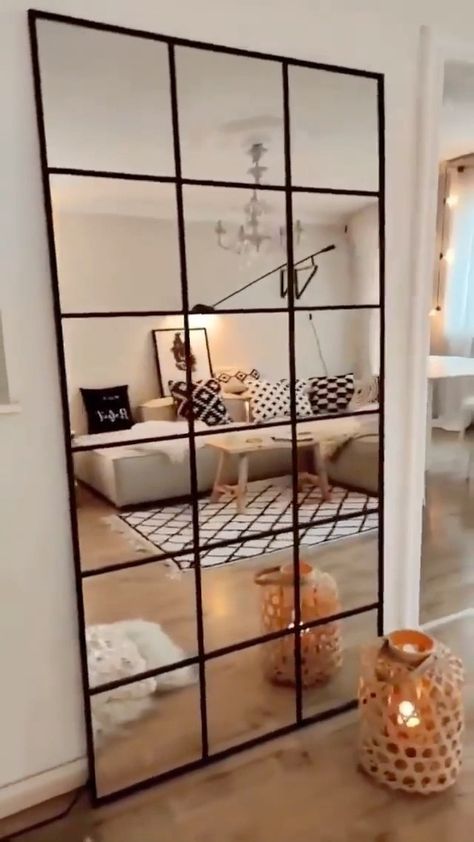 wonderhome_ideas on Instagram: DIY Mirror Wall 💫✨ Follow for more 💡 • Follow @wonderhome_ideas Follow @wonderhome_ideas Follow @wonderhome_ideas • Credit:… Wall Decor Living Room Apartment, Wall Mirror Decor Living Room, Industrial Decor Living Room, Mirror Decor Living Room, Small Studio Apartments, Studio Apartment Ideas, Interior Stairs, Studio Apartment Decorating, Diy Mirror