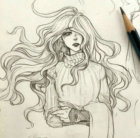 Head Dress Drawing, Flowy Hair Reference, Modern Pencil Art, Wild Hair Drawing Reference, Hair On The Floor Drawing, Long Hairstyles Drawing Reference, Hair Drawing Long, Hair On Floor Reference, Hair Falling Reference