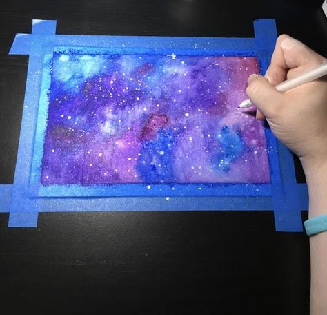 How to Paint a Watercolor Galaxy: 13 Steps (with Pictures) Painting Ideas On Canvas With Watercolor, Watercolor Solar System, How To Paint A Galaxy Step By Step, Constellation Art For Kids, Galaxy Art For Kids, How To Paint A Galaxy, Galaxy Painting For Kids, Galaxies Drawing, Galaxy Painting Easy