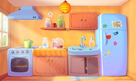 https://www.behance.net/gallery/27494639/Bubble-Milk-Hero Kitchen Cartoon, Cartoon Kitchen, Kitchen Background, Bg Design, Kitchen Games, Game Background, Cartoon Background, Animation Background, Environment Design