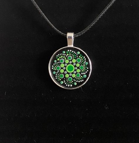 Sun And Moon Mandala, Mandala Pendant, Painted Mandala, Love Moon, Mandala Dots, Dot Painting, Uv Resin, Cord Necklace, Dots Art