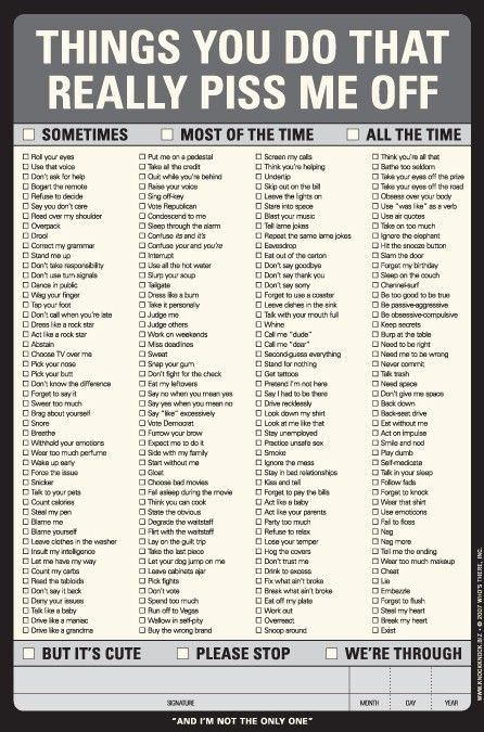 Things you do that really piss me off Funny Certificates, Funny Lists, Twisted Humor, Ask For Help, Blank Book, The Words, Self Improvement, Self Help, Knock Knock