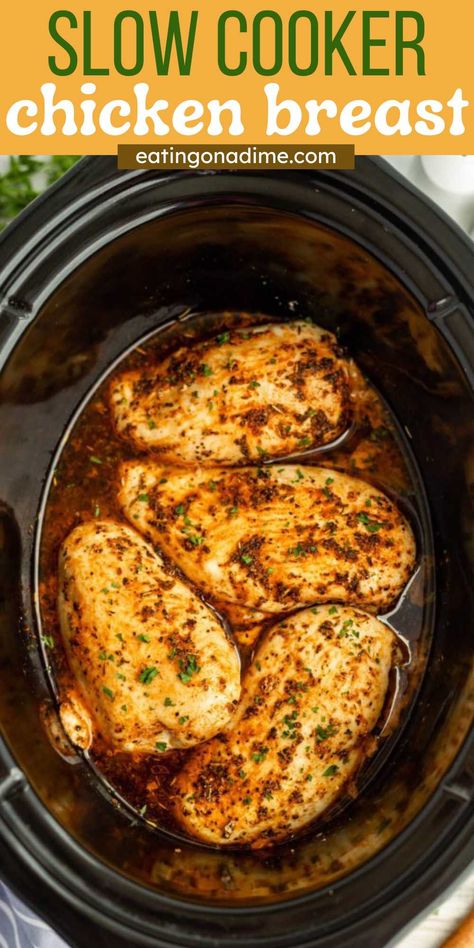 Slow Cooker Chicken Breasts, Chicken Breast Slow Cooker, Quick Delicious Dinner, Chicken Breast Crockpot Recipes, Crockpot Chicken Breast, Chicken Crockpot Recipes Easy, Easy Crockpot Dinners, Chicken Slow Cooker Recipes, Dinner Recipes Crockpot