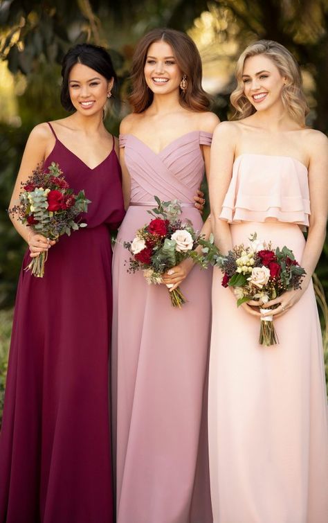 Cute and Classic Bridesmaid Dress - Sorella Vita Sorella Vita Bridesmaid Dresses, Classic Bridesmaids Dresses, Bridesmaid Dresses Boho, Elegant Bridesmaid Dresses, Boho Bridesmaid, Dresses Chiffon, Burgundy Wedding, Bridesmaid Gown, Long Bridesmaid Dresses