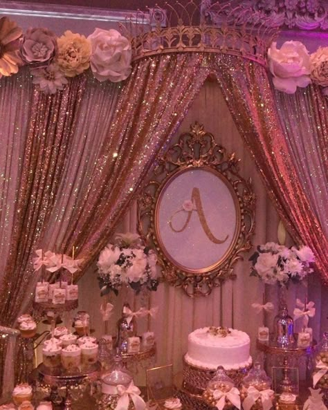 15 Party Ideas Quinceanera, Pink Quince Theme, Rose Gold Quinceanera Dresses, Quince Centerpieces, Rose Gold Quince, Rose Gold Quinceanera, Quince Decor, Sweet 15 Party Ideas Quinceanera, Sweet 15 Party Ideas