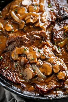 cafedelites.com wprm_print 49849 Easy Homemade Gravy, Easy Steak Recipes, Easy Steak, Steak And Mushrooms, Homemade Gravy, Steak Fajitas, Mushroom Gravy, Quick Chicken, Food Channel