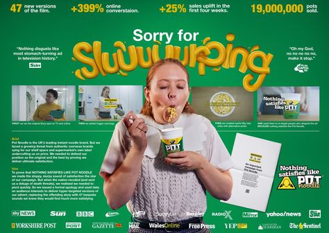 Pot Noodle - Campaign Board Cannes Lions Ad Campaign Presentation Design, Disney Campaign Posters, Cannes Advertising, Cannes Award, Ideation Board, Campaign Board, Cannes Lions Print Ads, Pot Noodle, Advertising Awards