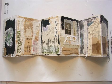 Tina Jensen, Accordian Book, Concertina Book, Handmade Sketchbook, Buch Design, Accordion Book, Collage Book, Artist Journal, 수채화 그림