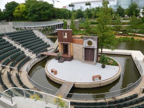 Outdoor theater set up for Shakespeare Outdoor Theater Design, Open Theater Architecture, Open Air Theater Design, Open Air Theater Plan, Outdoor Theater Architecture, Amphiteather Outdoor Design, Outdoor Stage Architecture, Outdoor Performance Space, Outdoor Theater Ideas