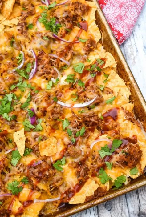 50 Creative Recipes that Use Leftover Pulled Pork - Pinch me, I'm eating Pulled Pork Totchos Recipe, Pulled Pork Appetizer, Pulled Pork Pasta, Leftover Pulled Pork Recipes, Pork Leftovers, Pulled Pork Casserole, Pulled Pork Nachos Recipe, Pulled Pork Salad, Oven Roasted Pulled Pork