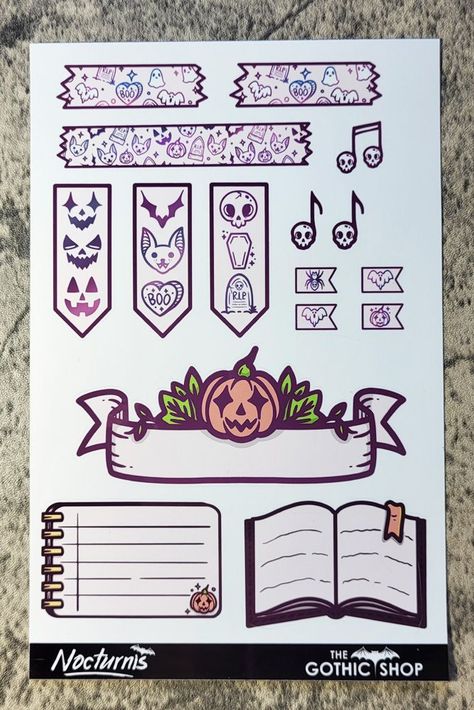 Gothic Halloween Planner Stickers. Spooky stickers for your planner, journal, or other projects. Perfect for Halloween, fall, or any time of year. #gothichalloween #halloweenstickers . #Gothic_Planner_Printables #Audhd_Tips #Halloween_Planner #Journal_Elements Work Stickers For Planner, Audhd Tips, Goth Planner, Halloween Planner Stickers, Banner Doodle, Halloween Template, Halloween Planner, Vintage Halloween Images, Journal Elements