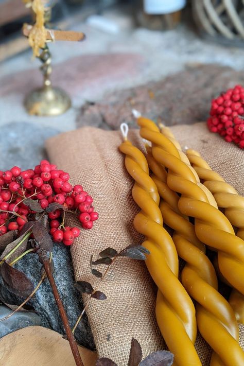 Twisted Taper Beeswax Candles, Hand Dipped Candles, Tapered Candles Hand Dipped Beeswax Candles, Beewaxwrap Candle, Candle Costume, Cottage Girl, Dipped Candles, Cozy Candle, Candle Workshop, Hand Dipped Candles, Candle Crafts