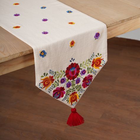 Off White Table, Mexican Table Runner, White Table Runner, Mexican Table, Victorian Pattern, Hungarian Embroidery, Embroidered Table Runner, Key Hanger, Table Mat