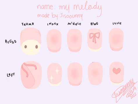 My Melody Gel Nails, Sanrio Nail Designs Simple, Simple My Melody Nails, Nail Designs My Melody, My Melody Short Nails, Sanrio Nails Acrylic Simple, My Melody Inspired Nails, Sanrio Nail Art Simple, Nail Designs Sanrio