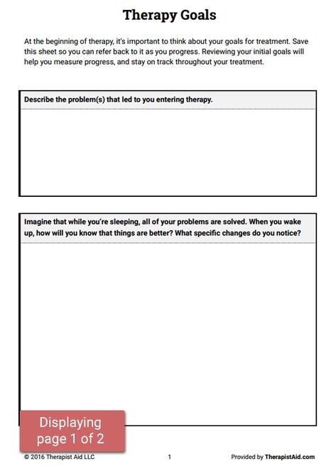 Therapy Goals (Worksheet) | Therapist Aid Therapy Goals, Group Therapy Activities, Counselling Tools, Solution Focused Therapy, Counseling Techniques, Counseling Worksheets, Individual Counseling, Motivational Interviewing, Goals Worksheet