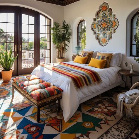 How to Mix and Match Mediterranean Decor for a Unique Bedroom • 333k+ Inspiring Lifestyle Ideas Mediterranean Bedroom Design, Spanish Style Bedroom, Spanish Bedroom, Mexican Bedroom, Mediterranean Bedroom, Mediterranean Interior Design, Mediterranean Interior, Mediterranean Home Decor, Mexican Home