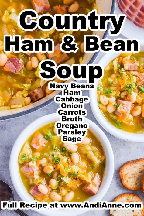 Navy Bean And Cabbage Soup, Ham Bean Cabbage Soup, Ham Cabbage Soup Recipes, Cabbage And White Bean Soup, Keto Ham And Bean Soup, Navy Bean Soup With Ham Bone, Cabbage Soup With Ham, Cabbage Bean Soup, Ham And Navy Bean Soup Recipes