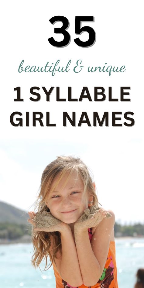 young girl smiling on a beach Single Syllable Girl Names, 1 Syllable Girl Names, Short Girl Names, One Syllable Girl Names, Elegant Girl Names, One Syllable Names, Cool Baby Girl Names, Boys Names