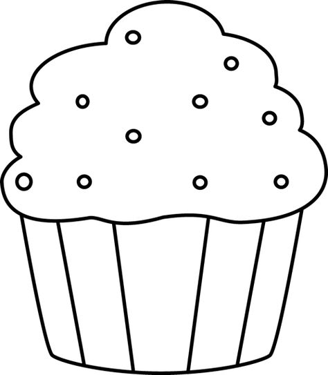 Black and White Cupcake with Sprinkles Muffin Template Free Printable, Muffin Template, Cupcake Template Free Printable, Cupcake Black And White, Muffin Coloring Page, Birthday Clipart Black And White, Cake Clipart Black And White, Cupcake Outline, Cupcake Clipart Black And White