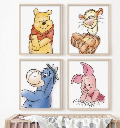 Pooh Decor, Winnie The Pooh Art, Nursery Drawings, Announcement Pictures, Pooh Nursery, God Baby, Winnie The Pooh Themes, Winnie The Pooh Nursery, Baby Nursery Inspiration