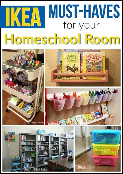 IKEA Must-Haves for Your Homeschool Room Homeschool Room Design, Ikea Must Haves, Homeschool Room Organization, Homeschool Room, Homeschool Classroom, Home Daycare, Homeschool Life, Homeschool Help, Homeschool Planning