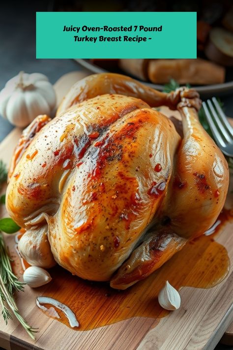 A golden-brown roasted turkey breast with herbs and garlic on a wooden board, served with roasted vegetables. Roasting A Turkey, Golden Skin, Turkey Breast Recipe, Tender Meat, Breast Recipe, Turkey Breast, Roasted Turkey, Oven Roast, Meat Tenderizer