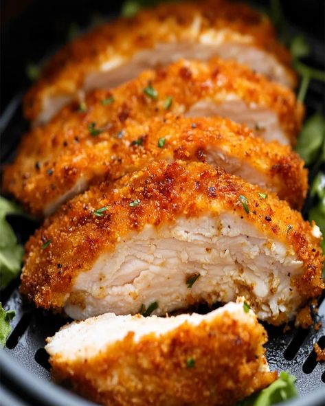 Crispy Chicken Breast in Air Fryer – Easy & Healthy Recipe Fried Chicken In An Air Fryer, Crispy Chicken In Air Fryer Recipes, Airfried Healthy Chicken Breast, Best Air Fryer Chicken Recipes, Fried Chicken Recipe In Air Fryer, Gluten Free Chicken Air Fryer Recipes, Air Frying Chicken Breast, Breaded Chicken Cutlets In Air Fryer, Chicken Breast Dinner Ideas Air Fryer