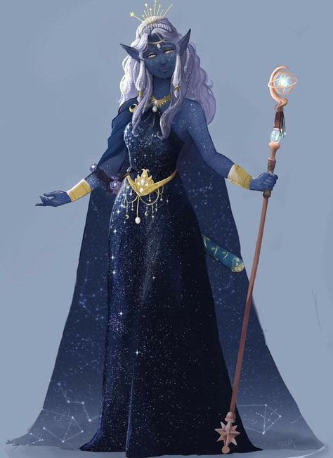 Moon Druid Female, Dnd Star Elf, Celestial Elf Costume, Circle Of Stars Druid Starry Form, Dnd Star Druid, Star Druid Aesthetic, Druid Of Stars, Circle Of Stars Druid Dnd, Druid Of The Stars