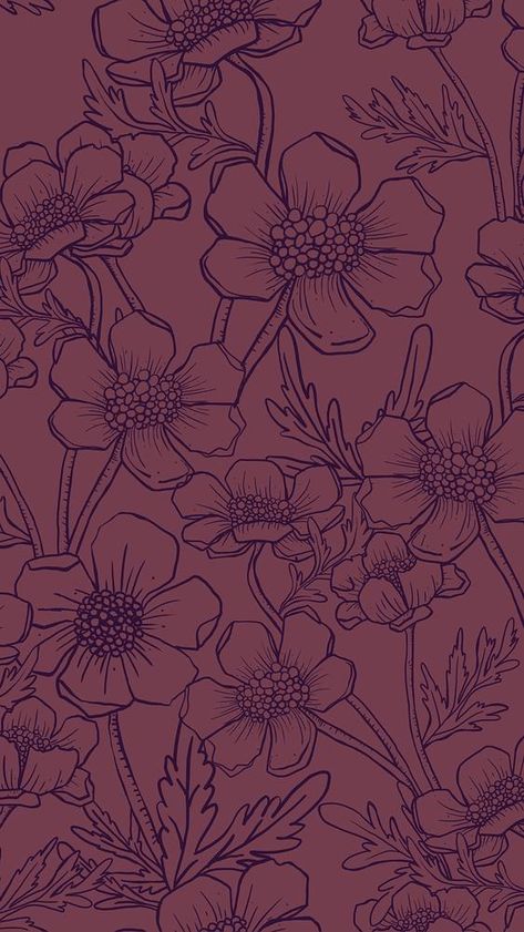 Aesthetic floral mobile wallpaper, hand drawn line art design in burgundy | premium image by rawpixel.com / Aum Burgundy Wallpaper Iphone, Burgundy Floral Background, Burgundy Wallpapers, Kitchen Snug, Maroon Wallpaper, Burgundy Wallpaper, Vintage Flower Backgrounds, Burgundy Background Aesthetic, Cute Wallpaper Iphone