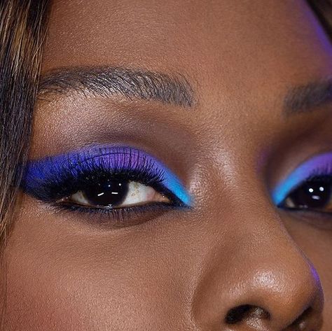 Color Block Eyeshadow, Mermaid Makeup Looks Eyeshadows, Blue Full Face Makeup, Blue Purple Eye Makeup, Purple And Blue Eyeshadow Looks, Blue And Purple Makeup Looks, Blue And Green Eyeshadow Looks, Indigo Makeup, Purple And Blue Makeup