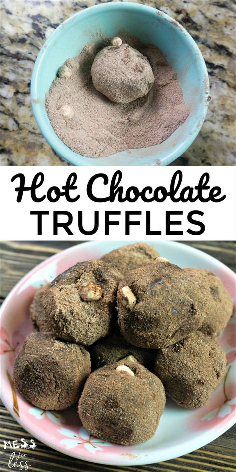 I love the creamy taste of truffles, but I don't want to spend a lot of time making them, so these Easy Hot Chocolate Truffles really hit the spot. These hot cocoa truffles are so creamy and rich, you'll never believe they are made with only 3 ingredients. #truffles #trufflerecipe Hot Chocolate Truffles, Cocoa Truffles, Easy Hot Chocolate, Sweet Truffles, Quick And Easy Sweet Treats, Hot Chocolate Spoons, Decadent Chocolate Desserts, Chocolate Spoons, Oreo Truffles