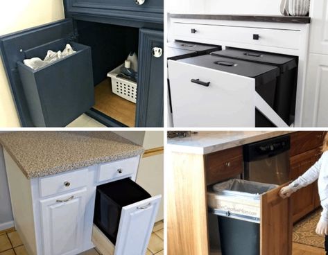 Looking for an easy and useful DIY project? Look no further than a DIY Trash Can Cabinet! Diy Garbage Can Storage Kitchen, Garbage Can Storage Kitchen, Diy Trash Can Cabinet, Diy Garbage Can, Diy Trash Can, Diy Ladder Shelf, Can Cabinet, Garbage Can Storage, Pull Out Trash Cans