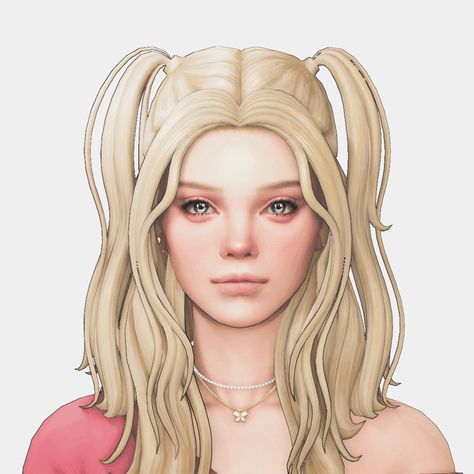 Sims 4 Half Up Half Down Hair Cc, Sims 4 Cc Hair Half Up Half Down, Sims 4 Cc Half Up Half Down Hair, Sims 4 Cc Hair Pigtails, Sims 4 Pigtails, Half Down Pigtails, Half Up Half Down Pigtails, Female Hairstyles, Pigtail Hairstyles