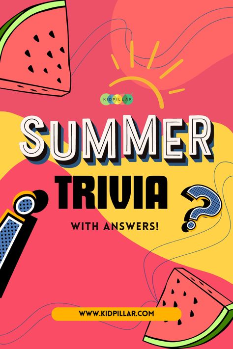 Test your wits with Summer Trivia Questions for Kids with answers! A fun way to soak summer trivia facts, this is the Summer Trivia quiz for home & school. Quiz Questions For Kids, Summer Trivia, Fun Questions For Kids, Kids Quiz Questions, Summer Quiz, Trivia Questions For Kids, Health Quiz, Fun Trivia Questions, Questions For Kids