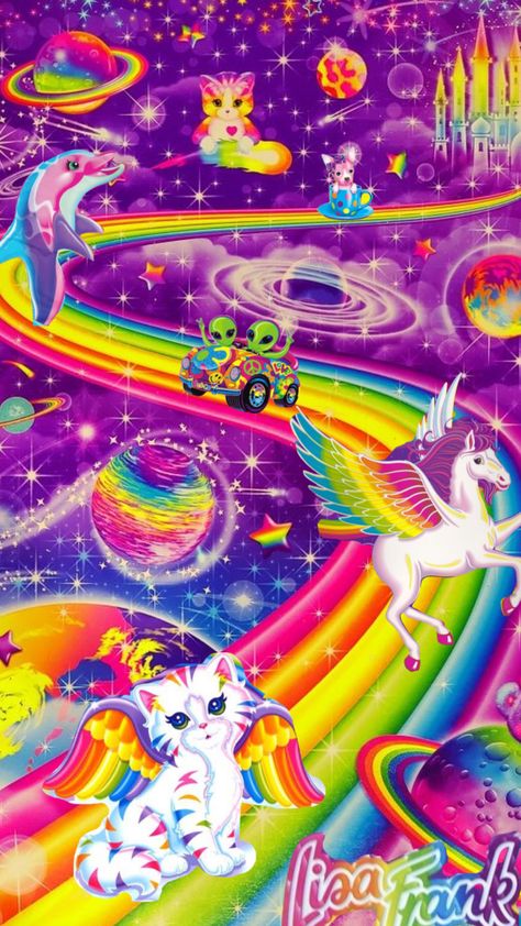 Lisa Frank adventures #lisafrank Lisa Frank Poster, Lisa Frank Screensaver, Lisa Frank Wallpaper Aesthetic, Lisa Frank Space, Lisa Frank Pictures, Lisa Frank Halloween Wallpaper, Lisa Frank Animals, Lisa Frank Phone Wallpaper, Lisa Frank Pattern