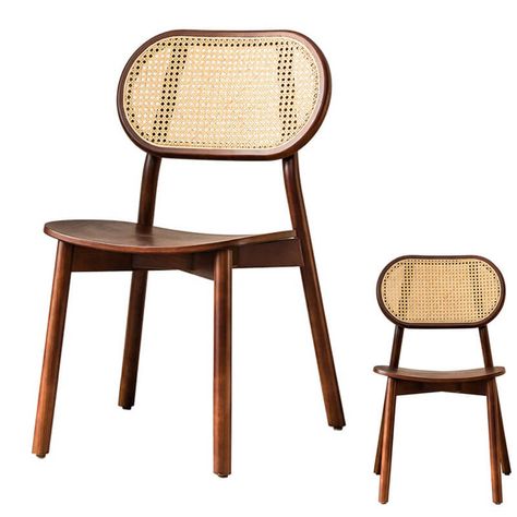 Modern rattan back dining chair Rattan Dinner Chair, Light Wood Dining Table, French Style Kitchen, Modern Wooden Furniture, Cane Dining Chairs, Dinner Chair, Mid Century Modern Wood, Rattan Dining, Wooden Dining Chairs