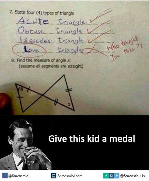 I do believe that there's still a fifth type, but that doesn't really matter..... Funny Test Answers Student, Funny Things Kids Say, Funniest Kid Test Answers, Kids Test Answers, Funny Test Answers, Things Kids Say, Funny Test, It's Funny, School Humor