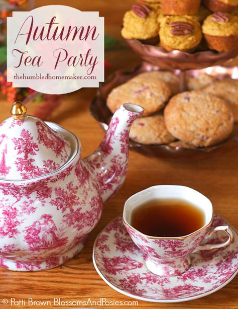 Hosting an Autumn Tea Party (plus a recipe for gluten free apple cake!) - The Humbled Homemaker Gluten Free Apple Cake, Autumn Tea Party, Tea Party Menu, Poetry Tea, Books And Tea, Fall Tea, Gluten Free Apple, Autumn Tea, Tea Party Food