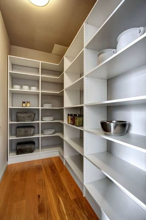 Contemporary Pantry, Walk In Pantry Ideas Layout, Rustic Countertops, Walk In Pantry Ideas, Kitchen Pantry Ideas, Pantry Lighting, 3d Kitchen Design, Pantry Layout, Pantry Room