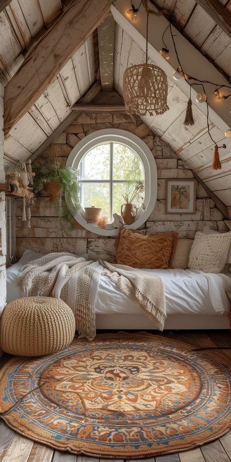 Dream Rooms, Boho Style Bedroom, Attic Bedroom, Dream House Rooms, Dream Room Inspiration, Dream House Interior, Rustic Bedroom, Alam Semula Jadi, Dream House Decor