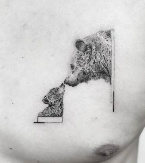 Papa Bear Tattoo, Baby Bear Tattoo, Geometric Bear Tattoo, Polar Bear Tattoo, Bird Tattoo Men, Bear Tattoo Designs, Our Mindful Life, Father Tattoos, Health Tattoo