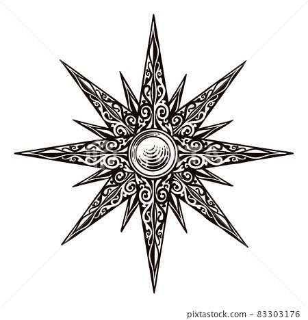 Star Sun Old Vintage Style Engraved Compass Rose Compass Star, Compass Drawing, Compass Rose Tattoo, Engraved Compass, Compass Rose, Star Tattoos, Different Flowers, Rose Tattoo, Compass Tattoo