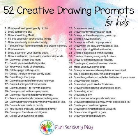 Drawing Prompts For Kids, Drawing Tasks, Morning Circle, Mentor Mentee, Sketchbook Prompts, 30 Day Art Challenge, Kid Drawing, Watercolour Challenge, Art Journal Challenge