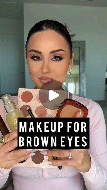 Makeup Looks For Brown Eyes Tutorials, Brown Hair Makeup Tutorial, Eyeshows Looks Step By Step Brown Eyes, Natural Eye Makeup Looks For Brown Eyes, Gold And Brown Eye Makeup Tutorial, Casual Night Out Makeup, Eye Makeup Brown Eyes Tutorial, Simple Dinner Makeup Look, Making Brown Eyes Pop